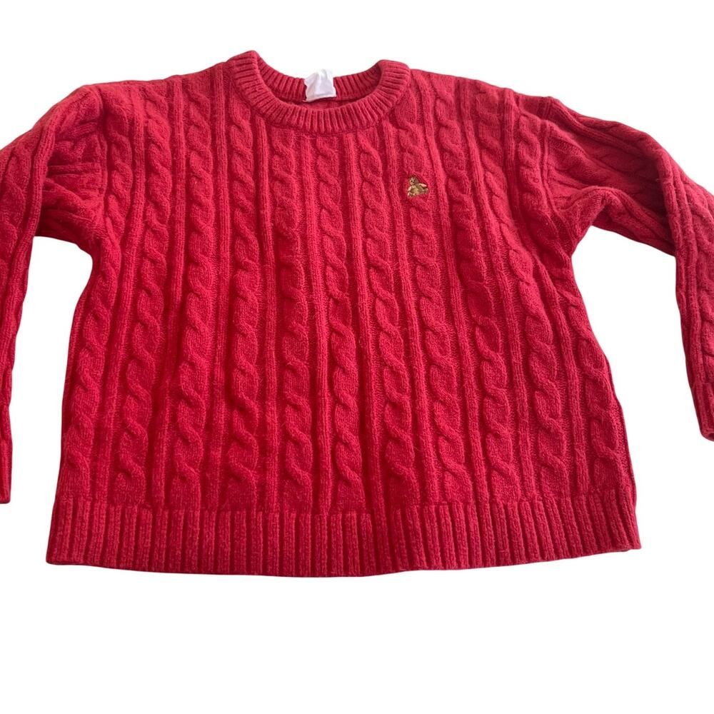 Gap Boys Red Cable Knit Preppy Crewneck Pullover Sweater HO24 size 5